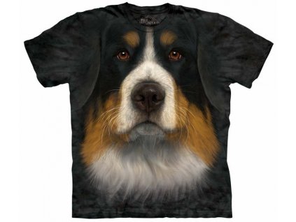 Pánske batikované tričko The Mountain - Bernský salašnícky pes- čierne