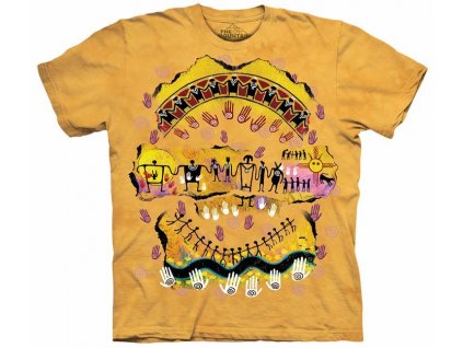 Pánske batikované tričko The Mountain - Domorodé umenie - žlté