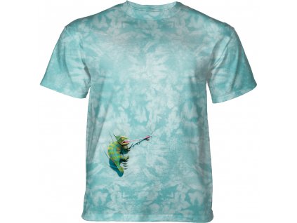 Pánske batikované tričko The Mountain - Hitchhiking Chameleon- bledomodré