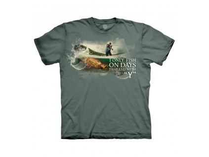Pánske batikované tričko The Mountain - Rybárčim každý deň- zelené