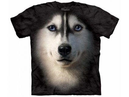 Pánske batikované tričko The Mountain - Sibírsky husky- čierne
