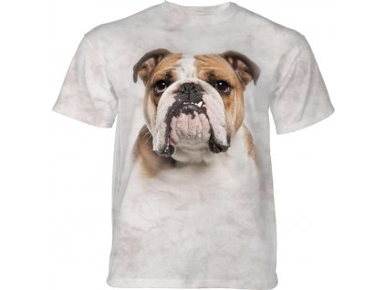Pánske batikované tričko The Mountain - Bulldog- biele