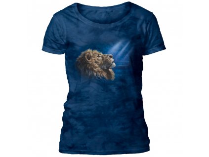 Dámske batikované tričko The Mountain - Humility Lion - modré