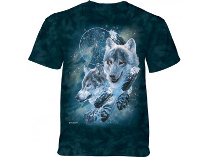 Detské batikované tričko The Mountain Dreamcatcher Wolf - zelené
