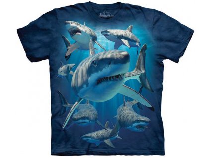 Detské batikované tričko The Mountain Veľký biely žralok - tmavo modré