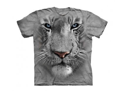 Detské batikované tričko The Mountain Biely tiger - sivé