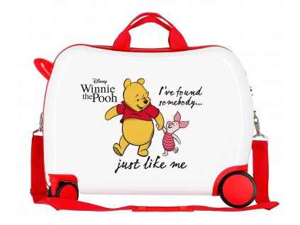 Detský kufor na kolieskach - odrážadlo - Disney Winnie The Pooh - biely - 38L