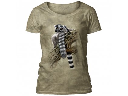 Dámske batikované tričko The Mountain - HEADS AND TAILS - lemury - šedá