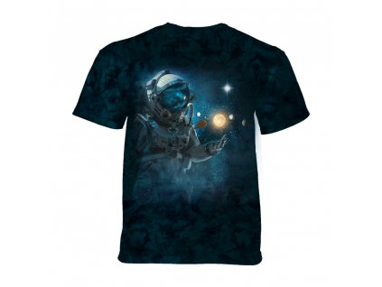 Detské batikované tričko - ASTRONAUT EXPLORER - vesmír - modrá