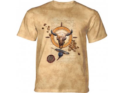 Pánske batikované tričko The Mountain - Blood and Ink - indiánske - béžová
