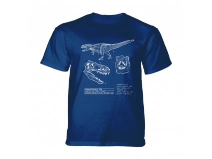 Detské batikované tričko - STEGOSAURUS BLUEPRINT - dinosauri - modrá