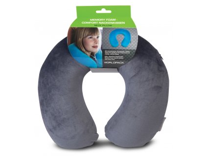 WORLDPACK TRAVEL PILLOW cestovný vankúš z pamäťovej peny - šedý