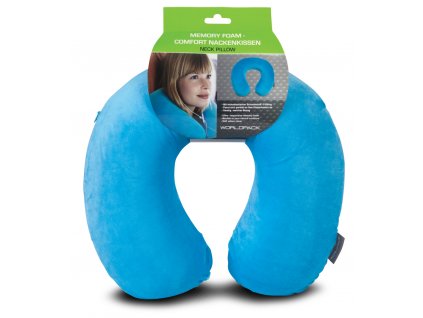 WORLDPACK TRAVEL PILLOW cestovný vankúš z pamäťovej peny - tyrkysový