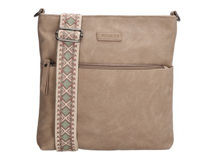 Beagles Malaga dámska crossbody taška s dekoratívnym popruhom - taupe - 26,5 cm