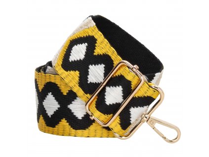 Beagles štýlový popruh na crossbody kabelku 20837E -žlto čierna - geometrické vzory