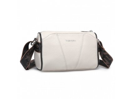 MIss Lulu dámska kožená crossbody kabelka so širokým popruhom L2310 - beige