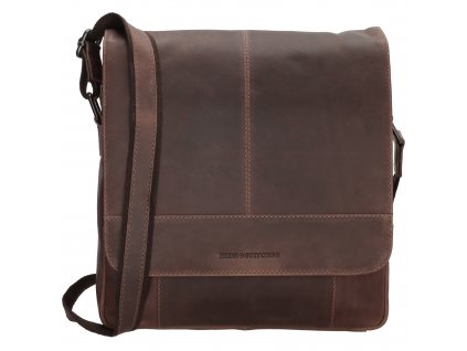 Hide & stitches japura pánska crossbody taška (31x29cm) - tmavo hnedá