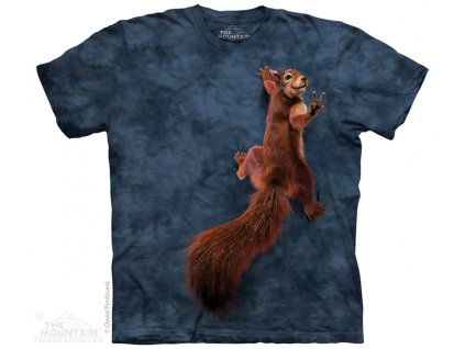 Pánske batikované tričko The Mountain -  Peace Squirrel - modrá