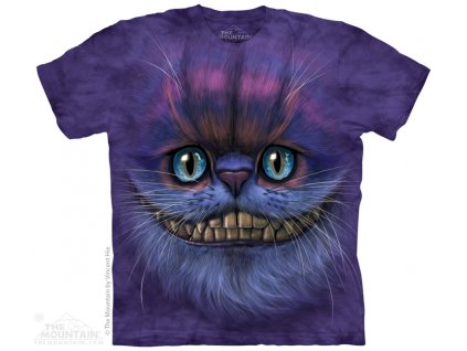Pánske batikované tričko The Mountain -  Big Face Cheshire Cat - fialová