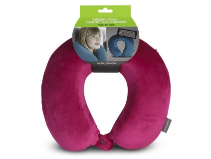 WORLDPACK TRAVEL PILLOW cestovný vankúš z pamäťovej peny - fuchsia