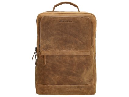 Hide & Stitches Idaho kožený unisex laptop batoh 15,6" - hnedý - 12L