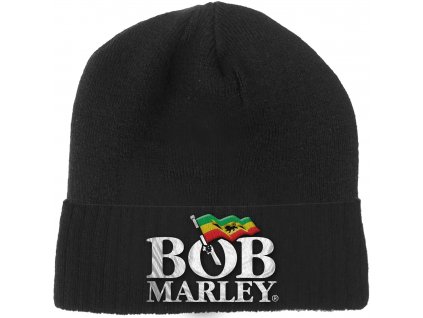 BOB MARLEY UNISEX BEANIE HAT: LOGO čiapka - čierna