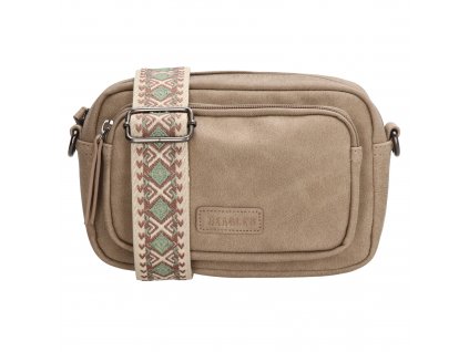 Beagles dámska crossbody kabelka Malaga s dekoratívnym popruhom - svetlá taupe