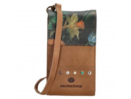 Micmacbags Masterpiece dámska kožená crossbody taška na mobil - piesková