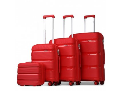 KONO Set 4 kufrov z polypropylénu - 15L, 44L, 77L, 111L - červená