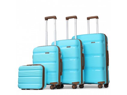 KONO Set 4 kufrov z polypropylénu - 15L, 44L, 77L, 111L - modro hnedá