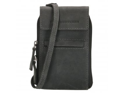 Hide & Stitches Idaho dámska kožená crossbody taška na mobil - čierna