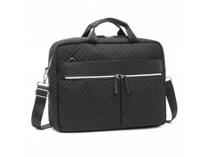 KONO vodoodpudivá elegantná prešívaná taška na notebook 15,6" - čierna