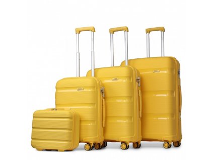 KONO Set 4 kufrov z polypropylénu - 15L, 44L, 77L, 111L - žltá