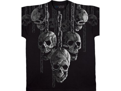 Liquid Blue Pánske bavlnené tričko Hanging Out Skulls - čierne