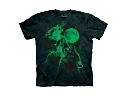 Pánske batikované tričko The Mountain - svietiaca potlač -  Wolf Moon