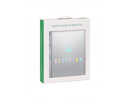 Safta darčekový set Benetton "Silver" - notes a vrecko - strieborný