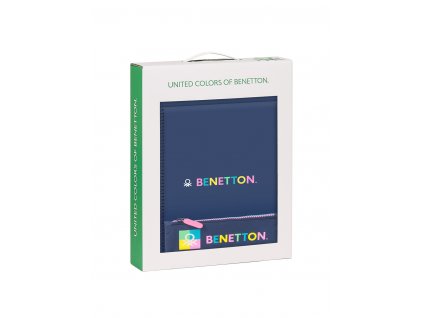Safta darčekový set Benetton "Cool" - dosky, notes a peračník - modrý