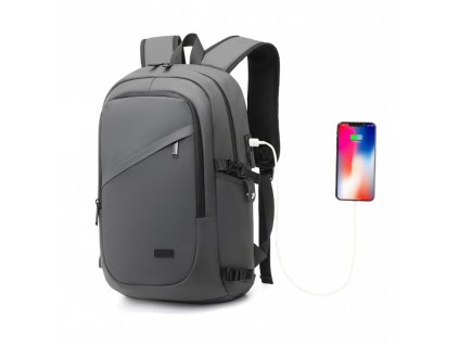 Kono vodeodolný batoh s PVC poťahom a USB portom 18L - sivý