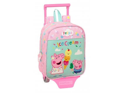 Safta detský batoh na kolieskach Peppa Pig "Ice Cream" - 6L - ružový