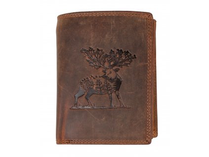 Pánska kožená peňaženka na výšku - Jeleň - hnedá