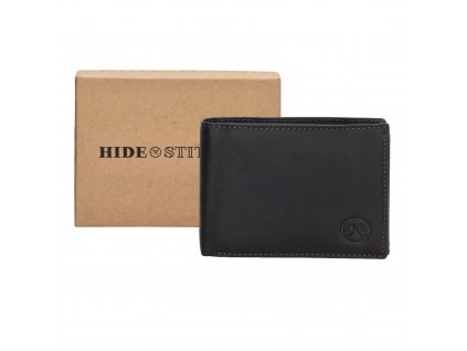 Hide & stitches Japura kožená peňaženka v krabičke - čierna
