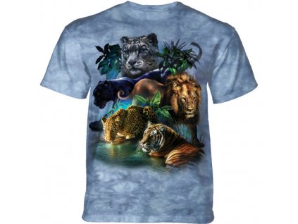 Pánske batikované tričko The Mountain - Big Cats Jungle - modrá