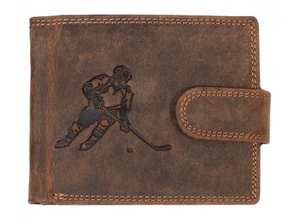 Luxusná pánska peňaženka s prackou - Hokej - hnedá