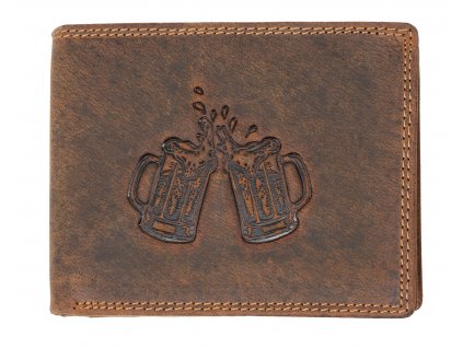 Kožená pánska peňaženka Wild s pivom - hnedá