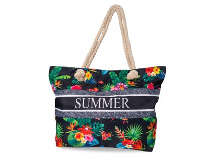 Letná plážová taška - SUMMER - čierna
