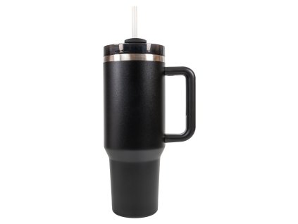 Štýlový termohrnček so slamkou - čierny - 1,18L