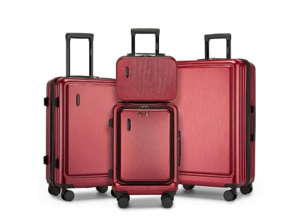 Sada 4 pevných kufrov KONO ABS+PC - 9.6/35.8/61.2/93.38 L - burgundy