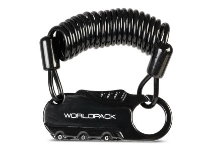 Bezpečnostný kódový zámok s lankom Worldpack - čierny