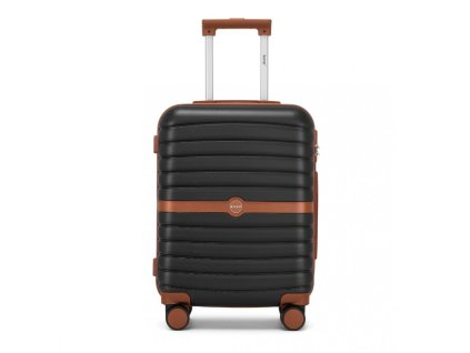 Cestovný kabínový kufor ABS+PC s pruhovaným vzorom Kono - 36 L - čierno-hnedý