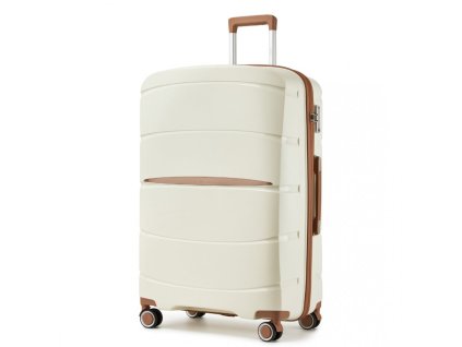 Moderný cestovný kufor Kono - PP - béžovo-hnedý - 91 L
